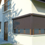 blinds and house, 3D illustration